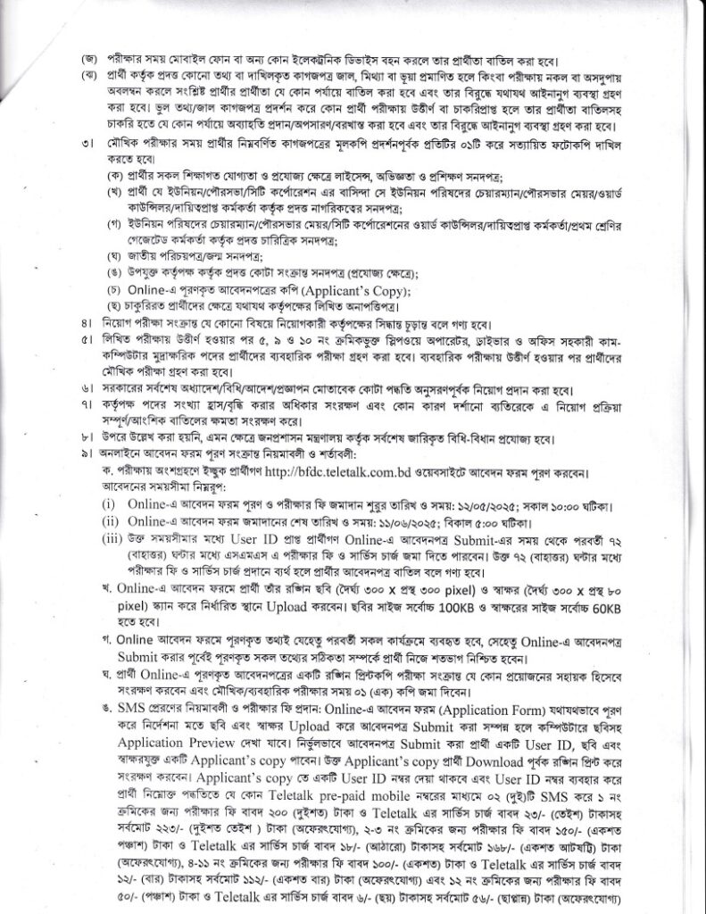BFDC Job circular 2025